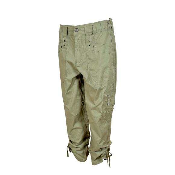 Coco Y Club Women's Khaki Cropped Capri Pants Size 14 Cotton Pants NWT - Picture 2 of 4